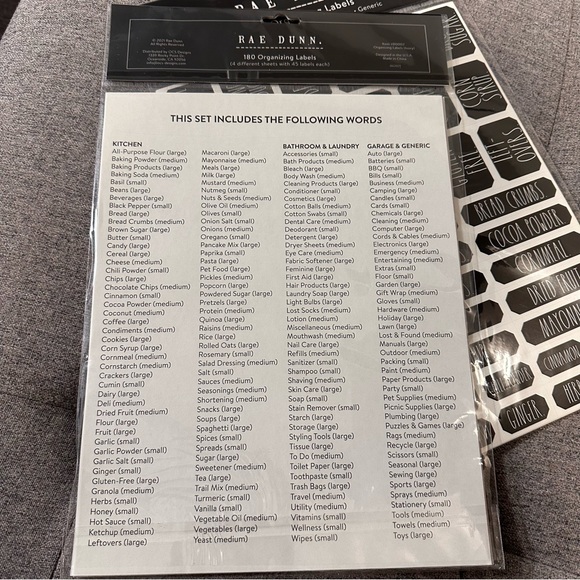 Rae Dunn Gold/White Organizing Labels x 2 packs - Picture 2 of 3